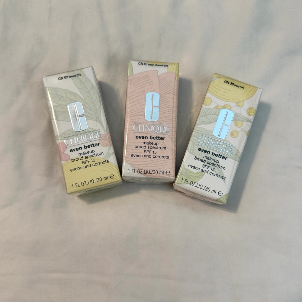 Clinique Even Better Makeup SPF 15 02 Breeze, 28 Ivory, & 40 Cream Chamois